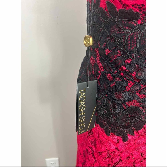 Tadashi Shoji NWT Lace Maxi Gown Red Formal Holiday Halloween Masquerade Sz 8 - Picture 4 of 8